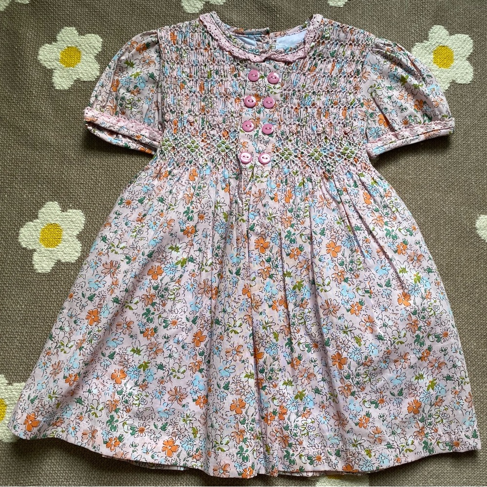 Floral 18 -24 months girl hand smocked floral dress